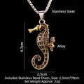 Collier pendentif hippocampe doré vintage avec gravures détaillées et chaîne en acier - Hippocampe (Bronze Antique) + 70cm Chaîne en Acier