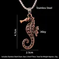 Pendentif hippocampe vintage en acier inoxydable argenté avec chaîne de 70 cm - Hippocampe (Cuivre Antique) + 70cm Chaîne en Acier