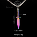 Collana con pendente a pugnale in acciaio inossidabile arcobaleno e catena da 70cm - Stile Pugnale (Spada di Colore 1)