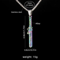 Collana spada samurai arcobaleno con intaglio di drago e catena in acciaio 70cm - Stile Katana Motivo Dragone (Spada di Colore 2)