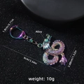 Colorful dragon totem keychain in rainbow alloy finish with dimensions 9cm by 3.88cm - AB Color