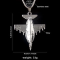 Collar colgante de avión de combate pulido en acero inoxidable con dimensiones detalle - Silver (Fighter A Steel)