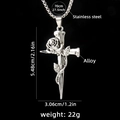 Gotische Edelstahl-Halskette mit Rosen-Kreuz-Anhänger in Silber-Optik und Kette - Rosenkreuz E + 70cm Stahlkette