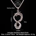 Draak totem hanger ketting met 70 cm roestvrijstalen ketting en legering draak bedel - Nummer 8 Draak