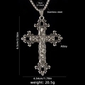 Retro-Silber Kreuzanhänger aus Edelstahl im Hip-Hop-Stil mit Reliefmustern - Kreuz Nr. 128 + 70cm Stahlkette