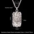 Ciondolo rettangolare totem drago argento vintage con collana catena acciaio - Testa di Drago B + Catena da 70cm