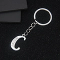 Silver letter C keychain with sparkling rhinestones on minimalist metal key ring - Letter C