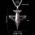 Collar de avión de combate en gris oscuro de acero con colgante detallado - Black (Fighter A Black)