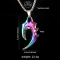 Collana in acciaio inox da 70cm con ciondolo ad artiglio colorato e mini cristallo - Ciondolo 4.2x2.2cm + Catena 70cm / Dente di Fiamma Arcobaleno + Catena in Acciaio