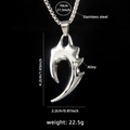 Collana dente di lupo con catena in acciaio inossidabile da 70cm e pendente in lega - Ciondolo 4.2x2.2cm + Catena 70cm / Dente di Fiamma Acciaio + Catena in Acciaio