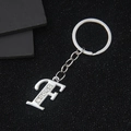 Silver letter F keychain with sparkling rhinestones for car keys and bags - Letter F
