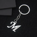 Silver alloy keychain featuring an M letter pendant with five sparkling rhinestones - M