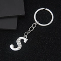 Polished silver metal letter S keychain with sparkling rhinestones for car keys - S