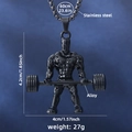 Schwarze Kurzhantel Muskelmann Kette aus Edelstahl, 60cm Fitness Anhänger Herren Schmuck - Fitness Enthusiast (60cm Schwarze Stahlkette)
