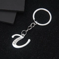 Silver metal letter Z keychain with sparkling crystal inlay for women accessories - Letter U