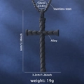 Collier pendentif croix noire vintage avec texture rayée et chaîne en acier inoxydable 60cm - Croix No. 156 & Chaîne en Acier Noir 60cm