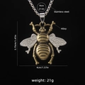 Vintage gold and silver bee pendant necklace with a 70cm stainless steel box chain - Bee A / 70cm Steel Chain