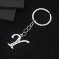 Silver metal letter Y keychain with clear rhinestones and minimalist circular ring - Letter Y