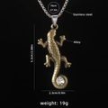 Vintage lizard pendant necklace with crystal detail on a stainless steel box chain - Lizard A / 70cm Steel Chain