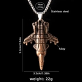 Collier pendentif avion de chasse bronze rétro avec chaîne acier inox 70cm pour homme - Chasseur Cuivre Rouge No. 5 Avec Chaîne en Acier