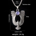 Eagle pendant necklace with purple cat eye stone and stainless steel chain in silver - Eagle Eye 3 (Purple) + 70cm Chain
