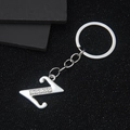 Silver metal keychain featuring a letter Z pendant set with sparkling rhinestones - Letter Z