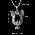 Men's eagle necklace with green dragon eye stone and 70cm stainless steel box chain - Eagle Eye 4 (Green) + 70cm Chain