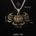 Vintage bronze crab pendant necklace with stainless steel chain for men accessories - Crab A / 70cm Steel Chain