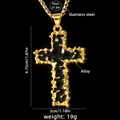 Vintage Dornen-Kreuzanhänger in Schwarz und Gold mit Edelstahl-Vierkantkette - Kreuz Nr. 159 + 70cm Goldene Stahlkette