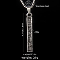 Vintage stainless steel square pillar pendant necklace with engraved Buddhist symbols - Square Column (70cm Steel Chain)