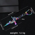 Portachiavi con rosa arcobaleno in lega metallica con specifiche di peso e misura - Stile Croce Rosa Arcobaleno