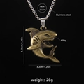 Vintage bronze shark pendant necklace with 70cm stainless steel box chain for men - Shark A / 70cm Steel Chain