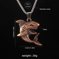 Vintage bronze shark pendant necklace with 70cm stainless steel box chain for men - Shark B / 70cm Steel Chain
