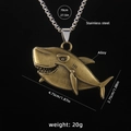Vintage bronze-tone shark pendant necklace with 70cm stainless steel chain for men - Shark C / 70cm Steel Chain