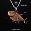 Vintage bronze shark pendant necklace with durable stainless steel square pearl chain - Shark D / 70cm Steel Chain