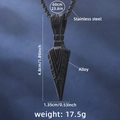 Collar para hombre con colgante de punta de flecha vikinga negra en acero inoxidable - Punta de flecha negra + cadena de acero negro de 60 cm