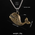 Vintage bronze whale pendant necklace with stainless steel chain for men - Whale A / 70cm Steel Chain