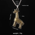 Vintage bronze giraffe pendant necklace with stainless steel chain and dimensions - Giraffe A / 70cm Steel Chain