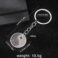 Porte-clés Yin Yang Tai Chi en alliage argenté avec des accents de strass rouges - Style Bagua en Strass Rouge