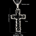 Gotische Kreuzkette mit schwarzer Emaille und Edelstahlkette inklusive Abmessungen - Silbernes Kreuz mit 70cm Stahlkette