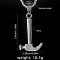 Collier pendentif marteau 3D gothique en acier argent vintage pour hommes, 70 cm - Style Argent (Marteau + Chaîne en Acier 70cm)