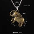 Vintage elephant pendant necklace in bronze finish with 70cm stainless steel chain - Elephant A / 70cm Steel Chain