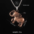 Vintage elephant pendant necklace in antique bronze finish with 70cm steel chain - Elephant B / 70cm Steel Chain