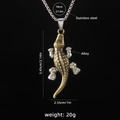 Vintage crocodile pendant necklace with bronze finish and stainless steel square chain - Crocodile A / 70cm Steel Chain