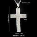 Hip-Hop Silberne Kreuzkette mit Strasssteinen an einer 70 cm Edelstahl-Kette - Kreuz Nr. 162 Mit Stahlkette