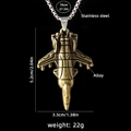 Collier avec pendentif avion de chasse doré vintage et chaîne en acier inoxydable - Chasseur Bronze No. 4 Avec Chaîne en Acier