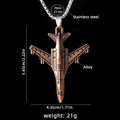 Collier avec pendentif avion de chasse en bronze et chaîne boîte en acier inoxydable - Chasseur Cuivre Rouge No. 7 Avec Chaîne en Acier