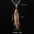 Vintage dragon fish pendant necklace in antique bronze finish on stainless steel chain - Dragon Fish B / 70cm Steel Chain