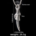 Collar con colgante de garra de dragón de acero inoxidable pulido con cadena de 70 cm - Garra de Dragón Plata Con Cadena