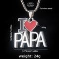 Collana in acciaio inossidabile con pendente a cuore I Love PAPA in smalto rosso - Stile Cuore PAPA / Catena in Acciaio 70cm